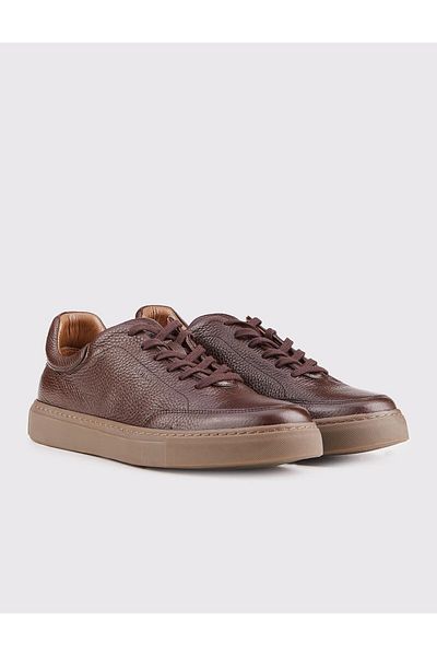 Cabani Light Rubber Sole Genuine Leather Brown Lace-Up Men's Sports Casual Shoes