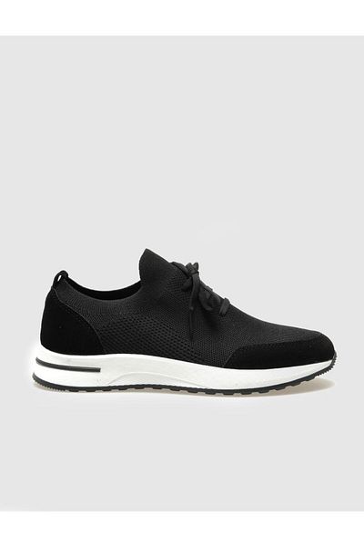Cabani Knitwear Black Lace-Up Men's Sports Shoes