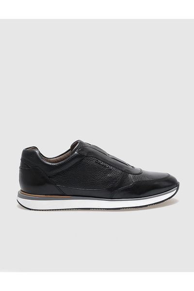 Cabani Black Genuine Leather Men's Sports Shoes