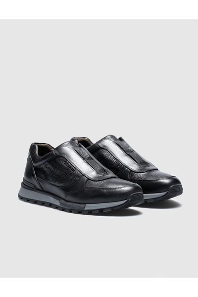 Cabani Rubber Sole Genuine Leather Black Men's Sports Shoes