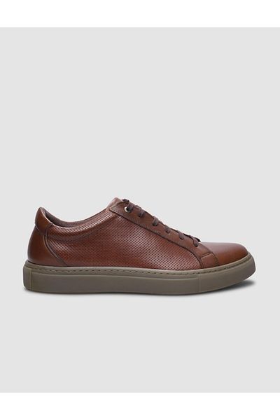 Cabani Men's Sneakers - 100% Genuine Leather, Tan Color, Lace-up