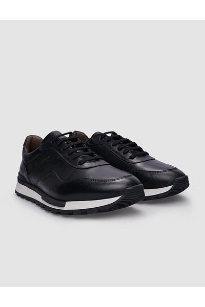 Cabani Men's Sneakers - Genuine Leather, Black, Lace-up