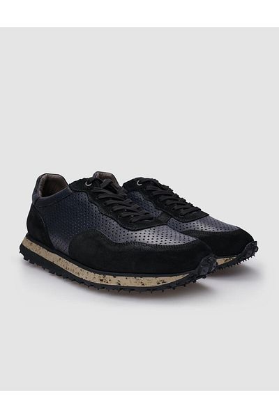 Cabani Black Suede Smoked Men's Sneakers - 100% Genuine Leather Laced