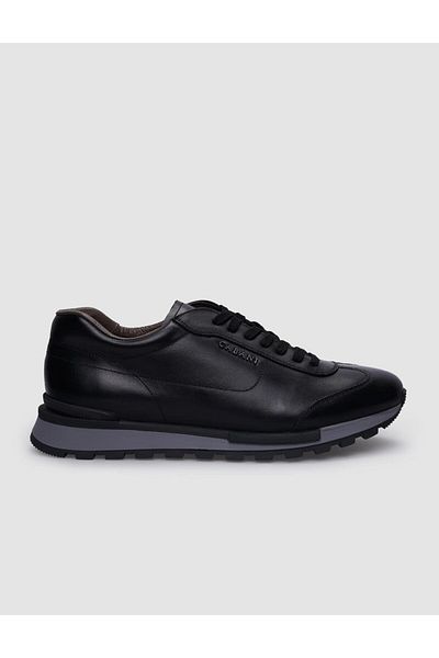 Cabani Piele naturală neagră - Tenis pentru bărbați 100% cu șireturi