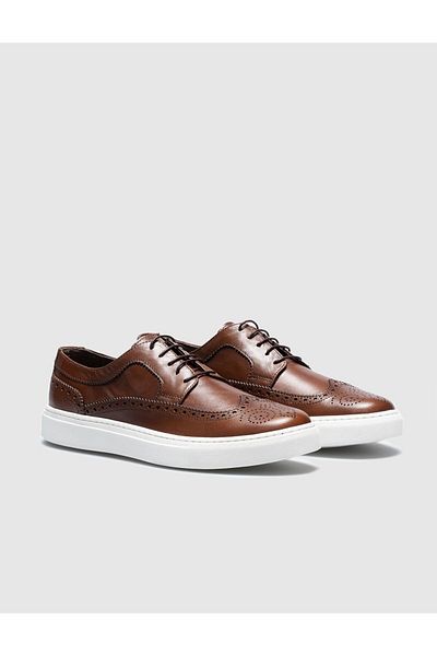 Cabani Genuine Leather Tan Lace-Up Men's Sports Shoes