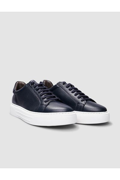 Cabani 100% Genuine Leather Navy Blue Lace-Up Men's Shoes