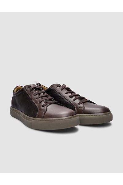 Cabani Men's Sneakers - 100% Genuine Leather, Brown, Lace-up