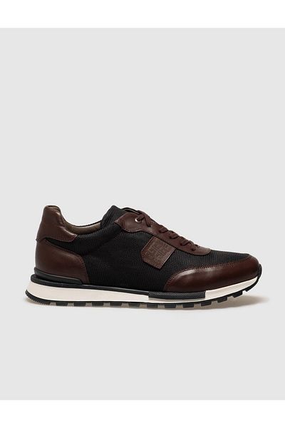 Cabani Genuine Leather Brown Lace-Up Men's Sports Shoes