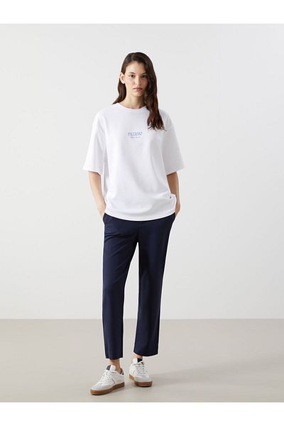 LC Waikiki Tricou oversize pentru femei LCW Vision Crew Neck Palermo imprimat