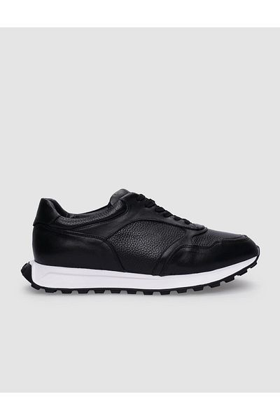 Cabani Black Genuine Leather - 100% Lace-Up Men's Sports Shoes