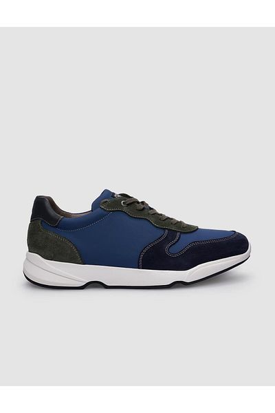 Cabani Navy Blue Men's Sports Shoes - 100% Genuine Leather, Petrol Laced