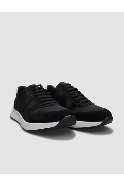 Cabani Black Suede Lace-Up 100% Genuine Leather Men's Sports Shoes