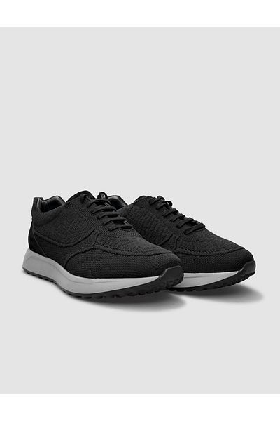 Cabani Knitwear Black Lace-Up Men's Sports Shoes
