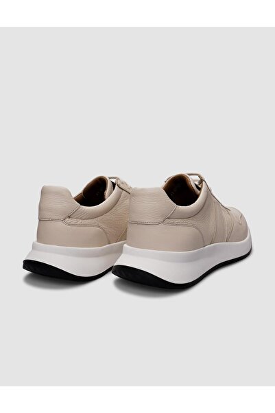 Cabani Genuine Leather Beige Lace-Up Men's Sports Shoes