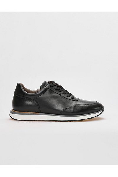 Cabani Genuine Leather Black Lace-Up Men's Sports Shoes