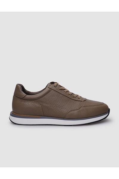 Cabani Men's Sneakers - 100% Genuine Leather, Mink Color, Lace-up