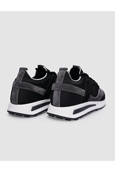 Cabani %100 Hakiki Deri Siyah Bağcıklı Erkek Sneaker