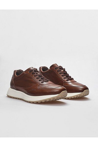 Cabani Genuine Leather Tan Lace-Up Men's Sports Shoes