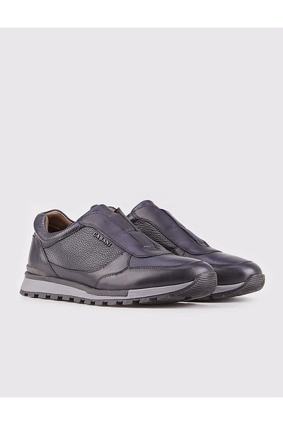 Cabani Genuine Leather Navy Blue Men's Sneakers