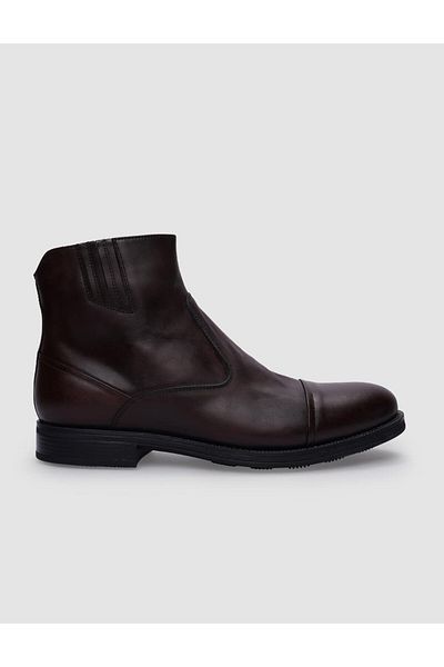 Cabani Men's Casual Boots - 100% Genuine Leather, Brown, Zippered