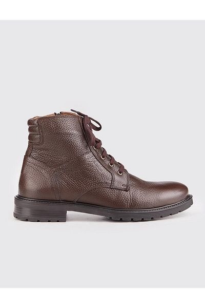 Cabani Genuine Leather Rubber Sole Brown Lace-Up Men's Casual Boots