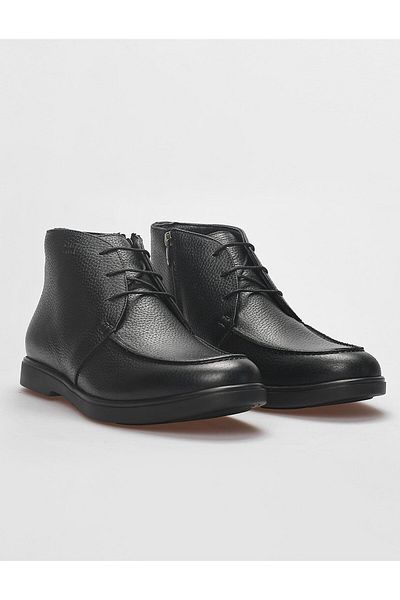 Cabani Genuine Leather Black Zippered Men's Casual Boots