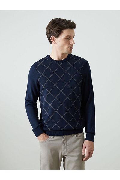LC Waikiki Ανδρικό πλεκτό πουλόβερ LCWAIKIKI Classic με μακρυμάνικο λαιμόκοψη