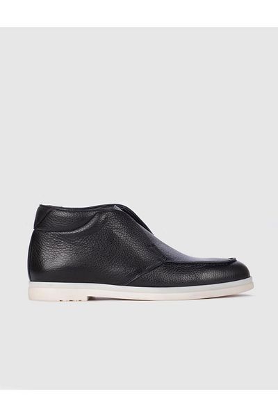 Cabani Genuine Leather Rubber Sole Black Men's Casual Boots