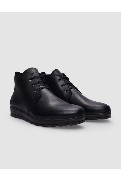 Cabani Black Genuine Leather - Aged Look Men's Boots, Lace-up