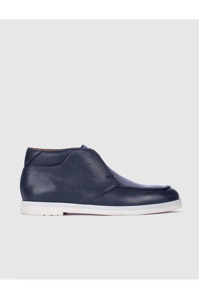 Cabani Genuine Leather Navy Blue Men's Casual Boots