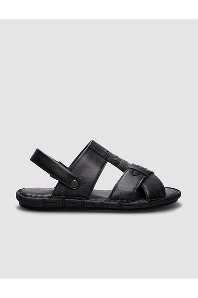 Cabani 100% Genuine Leather Black Men's Daily Sandals