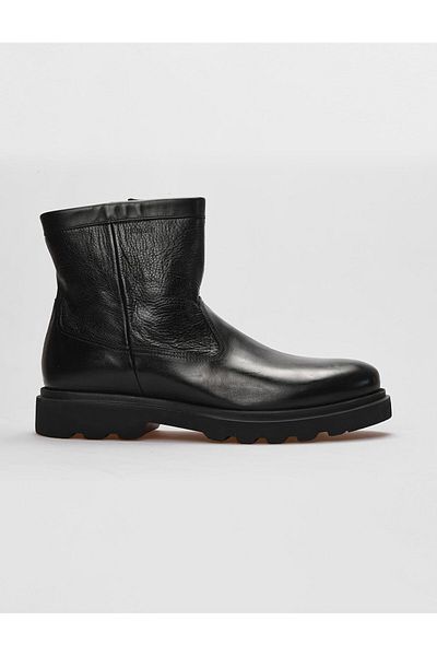 Cabani Genuine Leather Black Zippered Men's Casual Boots