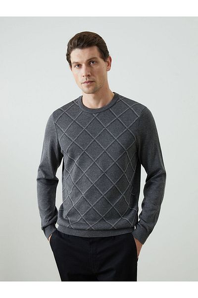 LC Waikiki Ανδρικό πλεκτό πουλόβερ LCWAIKIKI Classic με μακρυμάνικο λαιμόκοψη