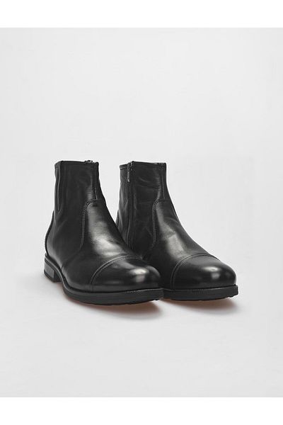 Cabani Genuine Leather Black Zippered Men's Casual Boots