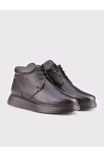 Cabani Genuine Leather Light Sole Black Lace-Up Men's Casual Boots
