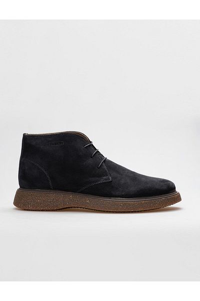 Cabani Genuine Leather Navy Blue Suede Lace-up Men's Casual Boots