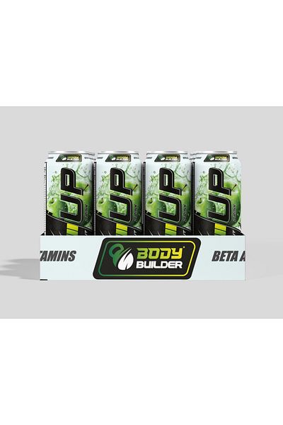 Body Builder P-up Pre-Workout Drink, Energy-Boosting, Apple Flavor, 330 ML (Pack of 12 Pieces)