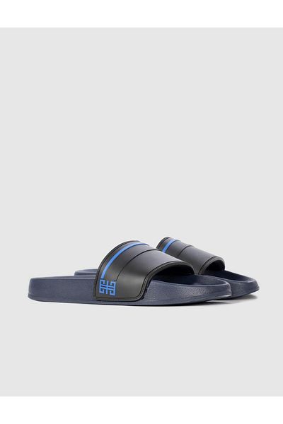 Cabani Navy Blue Black Men's Slippers