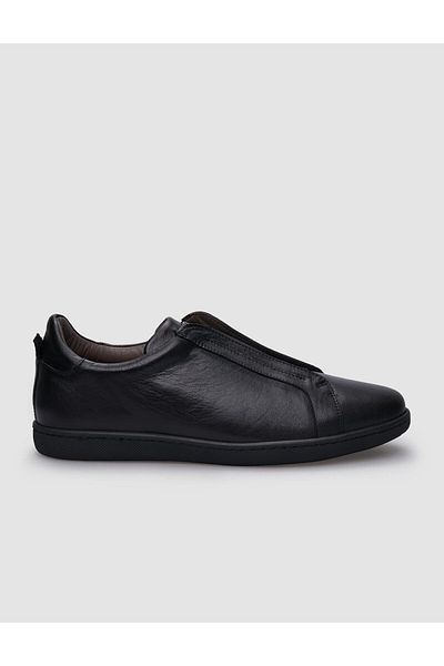 Cabani 100% Genuine Leather Black Elastic Men's Shoes