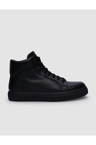Cabani Black Genuine Leather Men's Boots - 100% Laced and Zippered