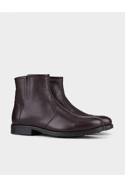 Cabani Zippered Genuine Leather Brown Men's Casual Boots