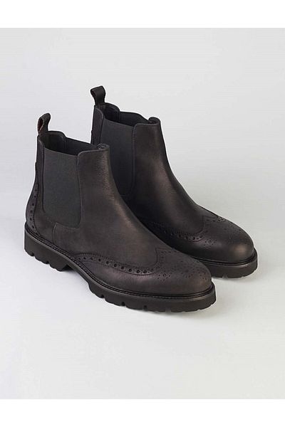 Cabani Black Genuine Leather Nubuck Men's Casual Boots