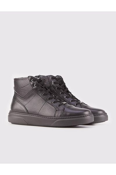 Cabani Poly Sole Genuine Leather Black Zippered Men's Casual Boots