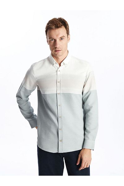 LC Waikiki Ανδρικό ριγέ μακρυμάνικο πουκάμισο LCWAIKIKI Classic Regular Fit