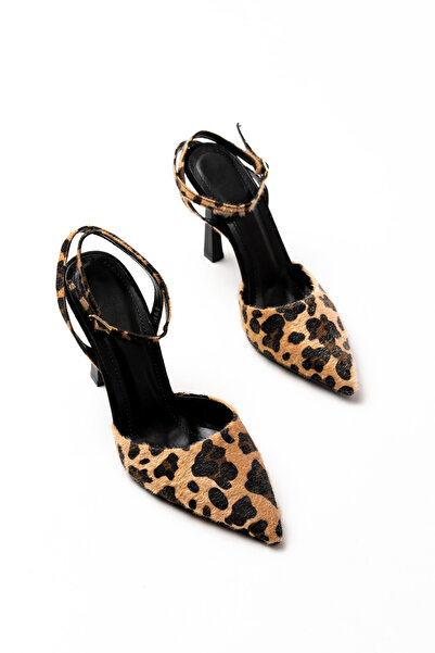 Entella Store Women's Leopard Patterned Strappy Heeled Shoes