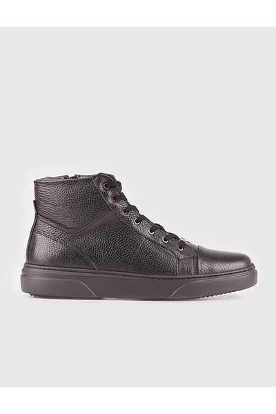 Cabani Poly Sole Genuine Leather Black Zippered Men's Casual Boots