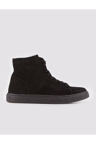 Cabani Genuine Leather Light Rubber Sole Black Zippered Lace-up Men's Casual Boots