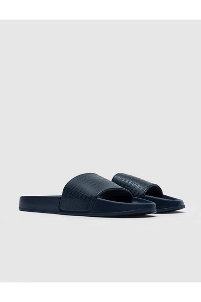 Cabani Navy Blue Rubber Sole Men's Slippers