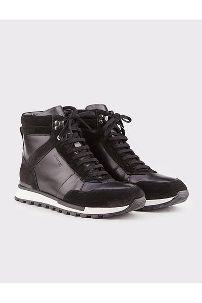 Cabani Suede Genuine Leather Black Fur Lace-Up Men's Casual Boots