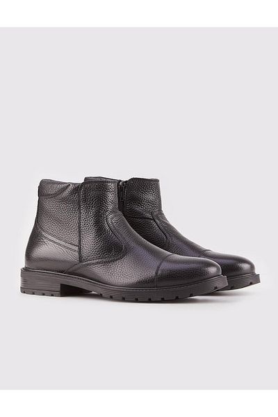 Cabani Zippered Genuine Leather Black Men's Casual Boots